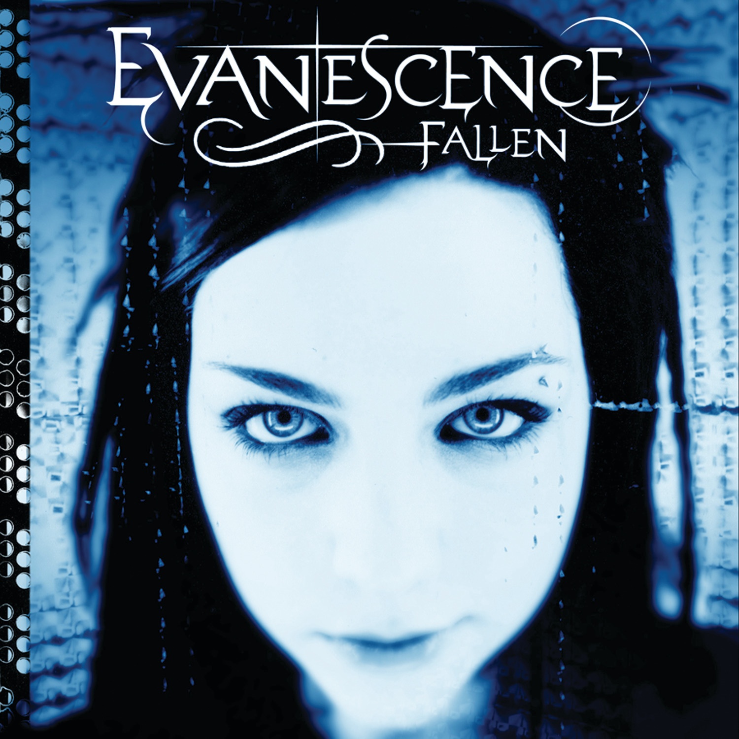 Fallen by Evanescence; a close up of Amy Lee's face with a blue filter